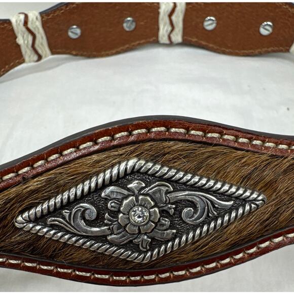 Nocona Tooled Leather, Calf Hair Belt, Size 38, Men's - Picture 5 of 11